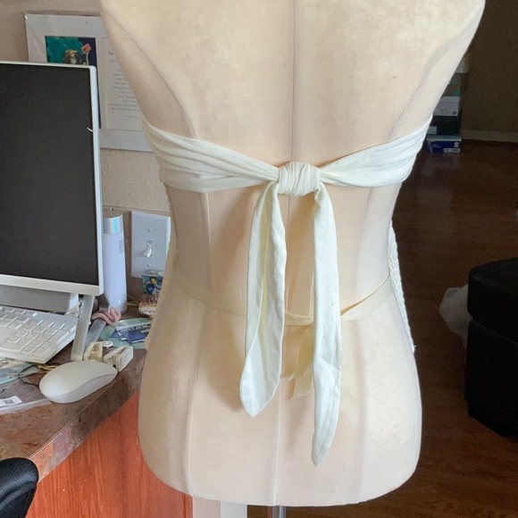 NWOT Free People Cream Beach Low Back Bodysuit with Tie Back Size M - Picture 3 of 16